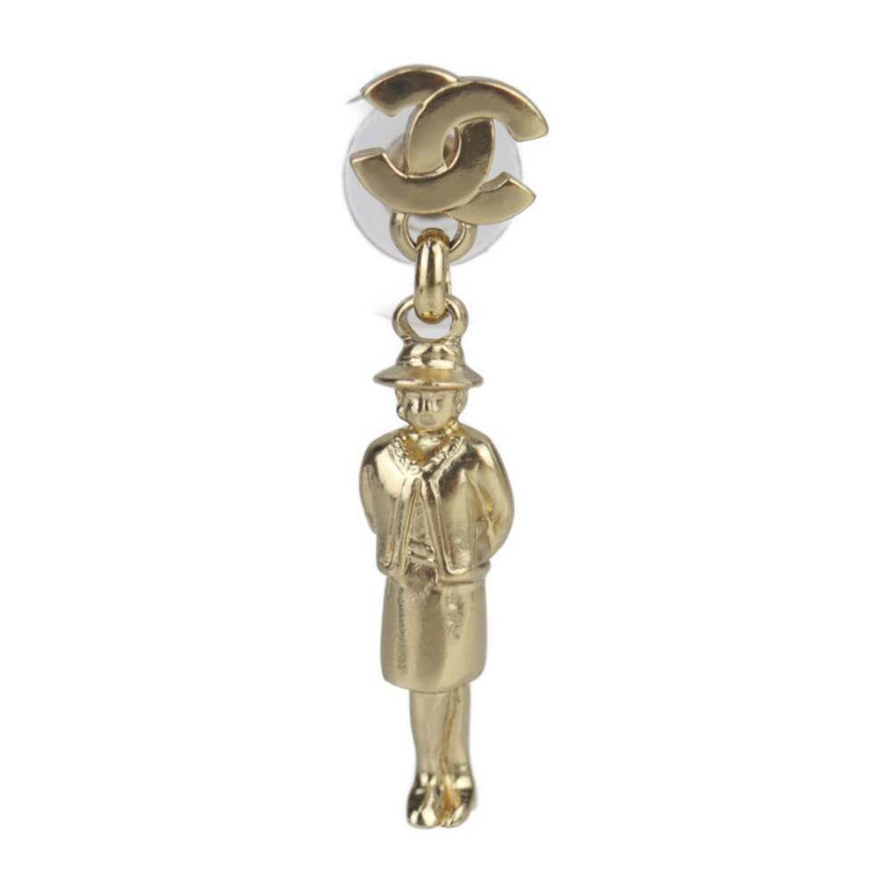 CHANEL Authentic Gold Logo Earrings - Picture 2 of 8